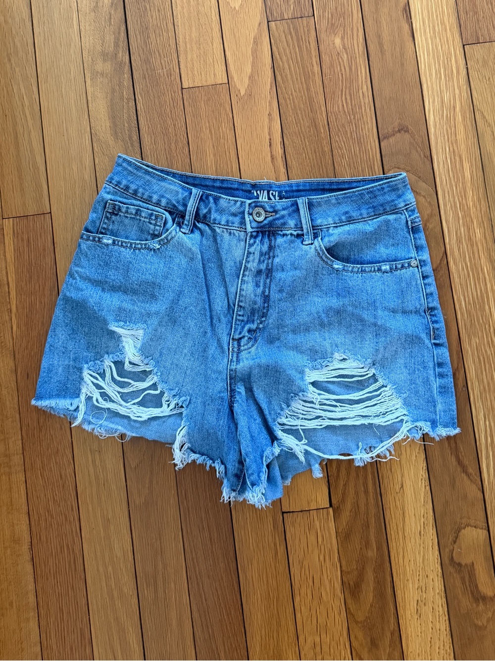 Rewash Light Blue Distressed Denim Jean Shorts